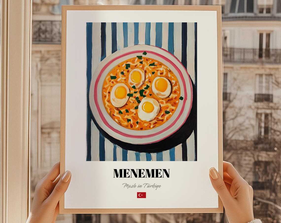 Menemen Vintage Print Turkish Kitchen Food Wall Decor Cuisine Poster