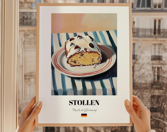 Stollen German Christmas Fruit Bread Icing Food Painting Poster