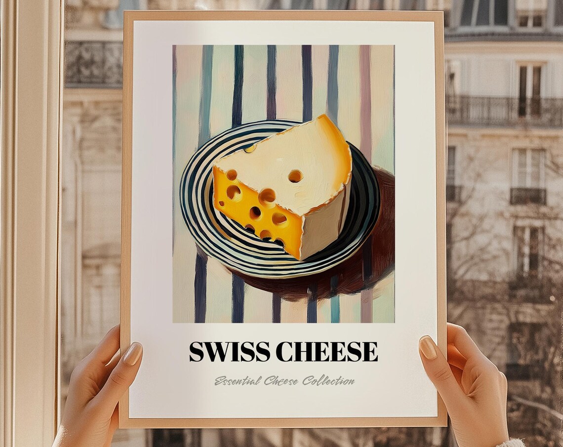 Swiss Cheese Poster Pantry Wall Decor Print Foodie Gift Restaurant Kitchen Art