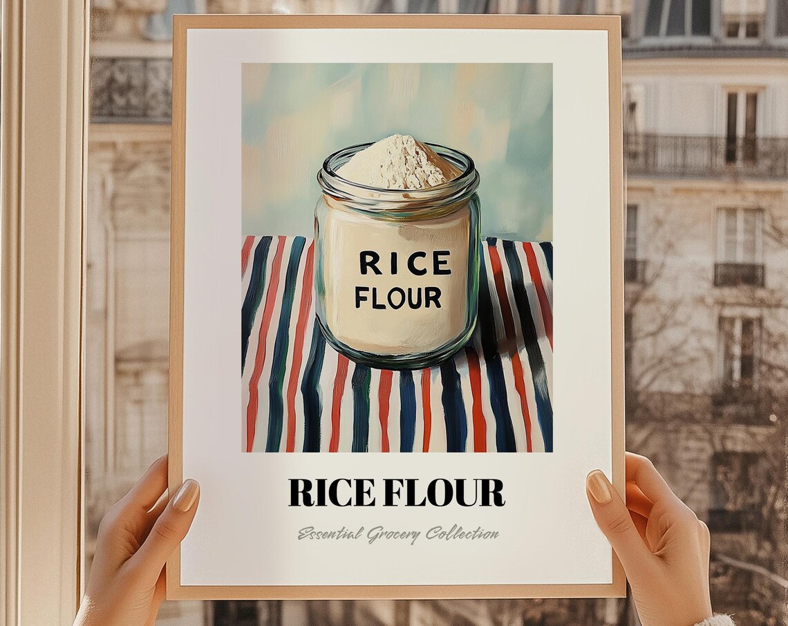 Rice Flour Jar Painting Essential Grocery Collection Pantry Poster