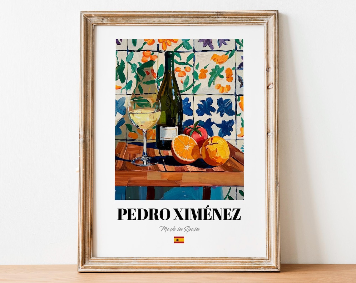 Vintage Pedro Ximnez Bottle Print Poster Sherry Wine Art For Homes And Bars