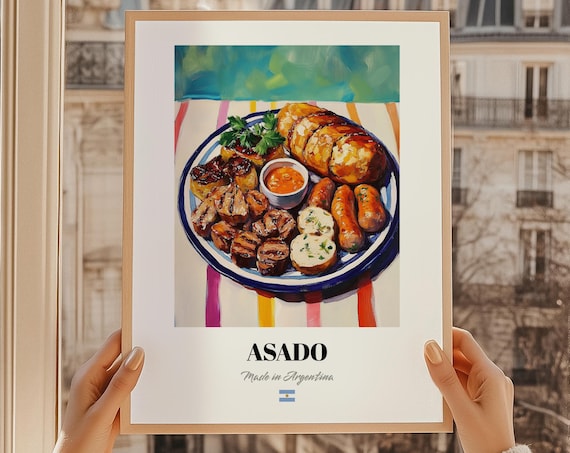 Asado Argentina Grilled Meats Platter Painting Kitchen Poster