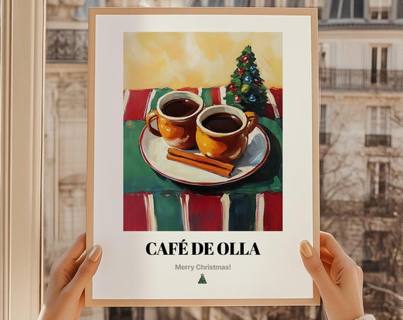 Caf De Olla Print Christmas Drink Wall Decor Gift Art Mexican