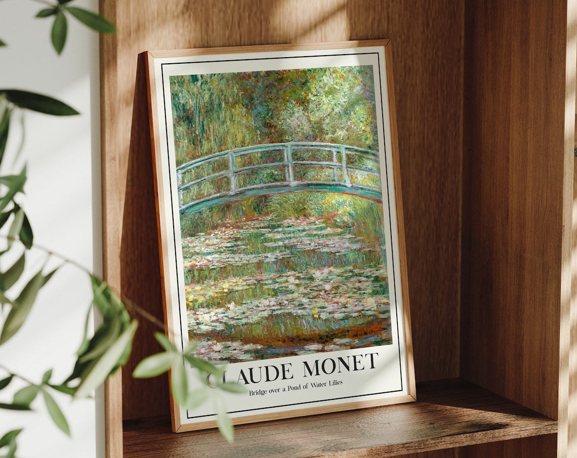 Claude Monet Bridge Over Pond Of Water Lilies Impressionist Poster