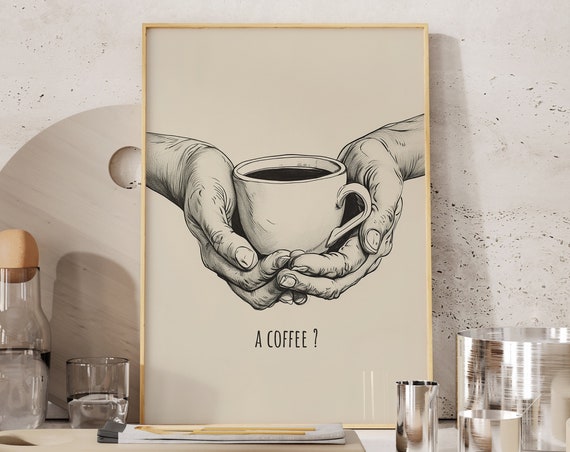 Cute Coffee Print Kitchen Wall Art Bar Cart Decor Prints