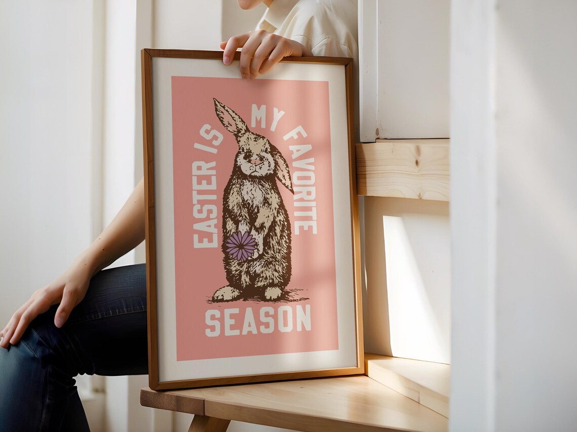 Cute Easter Bunny Poster, Easter Season Kitchen Decor - Image 2
