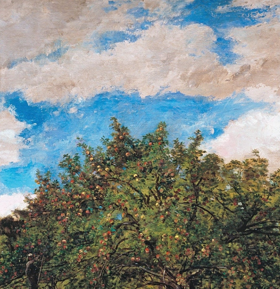 Romantic Woodland Landscape with a Grazing Animal Under Clouds Poster - Image 3