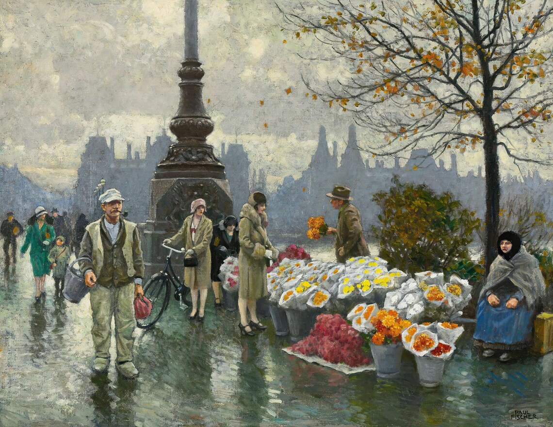 Flowersellers At Dr Louises Bro Paul Fischer Art Print - Image 3