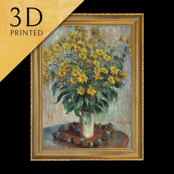 Jerusalem Artichoke Flowers By Cloude Monet 3d Printed With Texture And Brush Strokes Looks Like Original Oil Painting