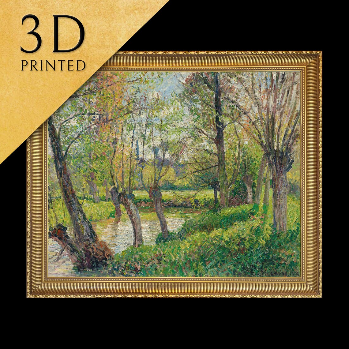 Pissarro Banks of the Epte River Willow Impressionist Landscape Poster