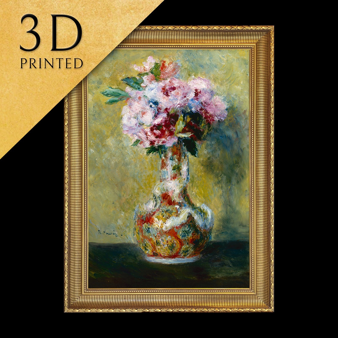 Renoir Bouquet In Vase Pink Roses Impressionist Floral Poster