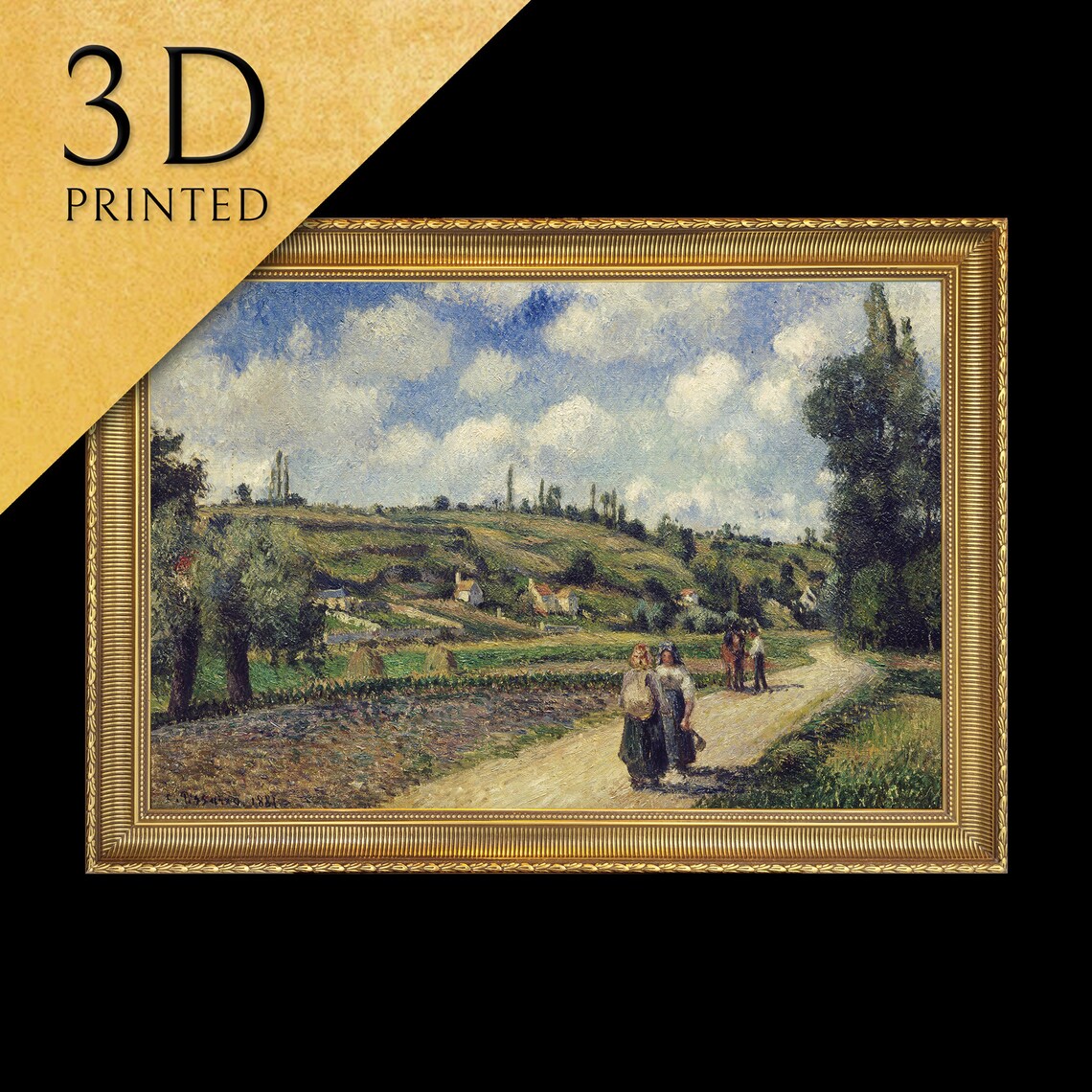 Camille Pissarro Auvers Road Walkers Hillside Village Landscape Poster