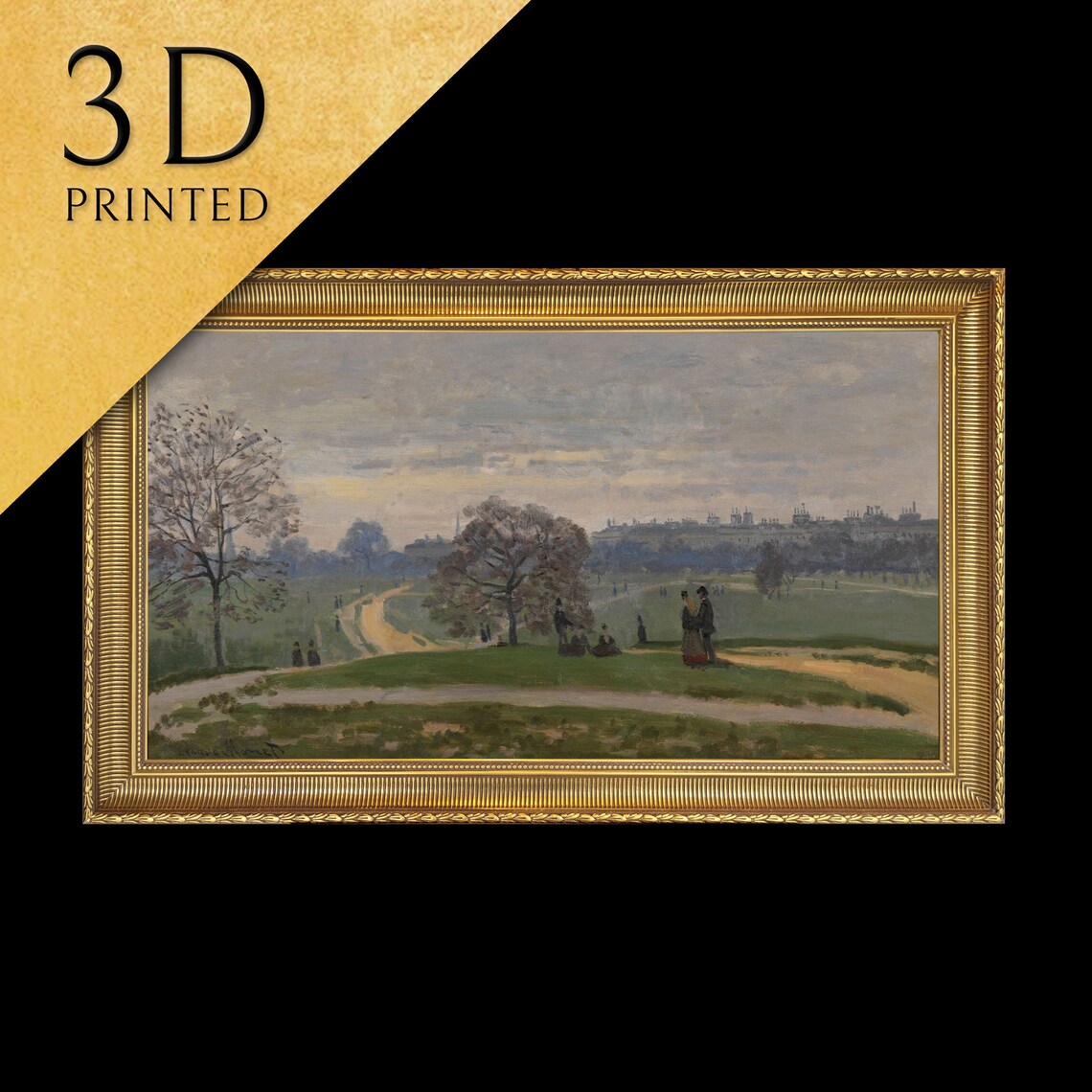 Claude Monet Park Promenade Autumn Walkers Panoramic Landscape Poster