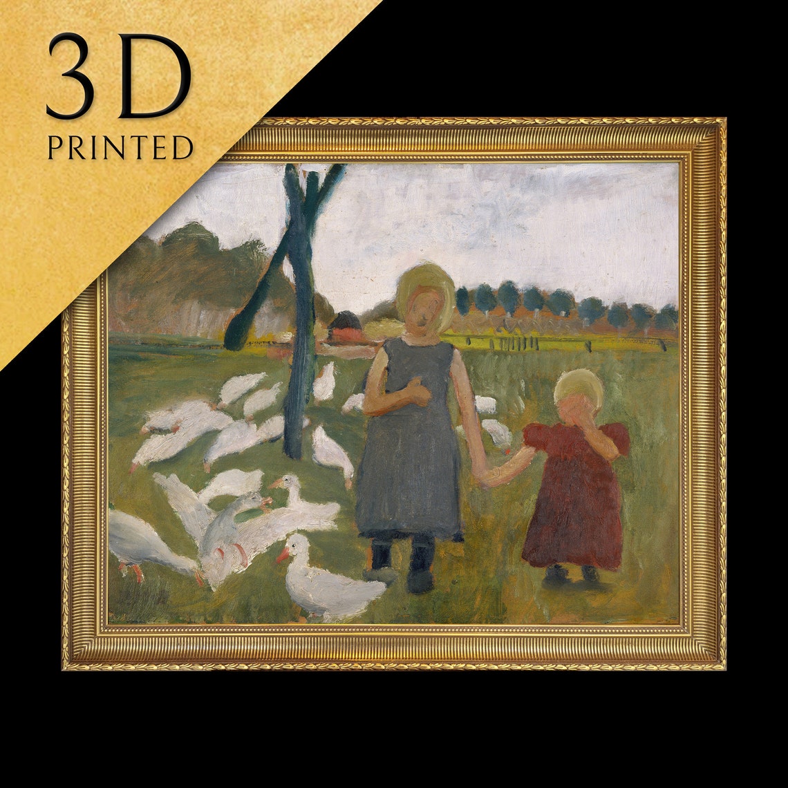 Modersohn Becker Children With Geese Meadow Folk Art Classic Poster