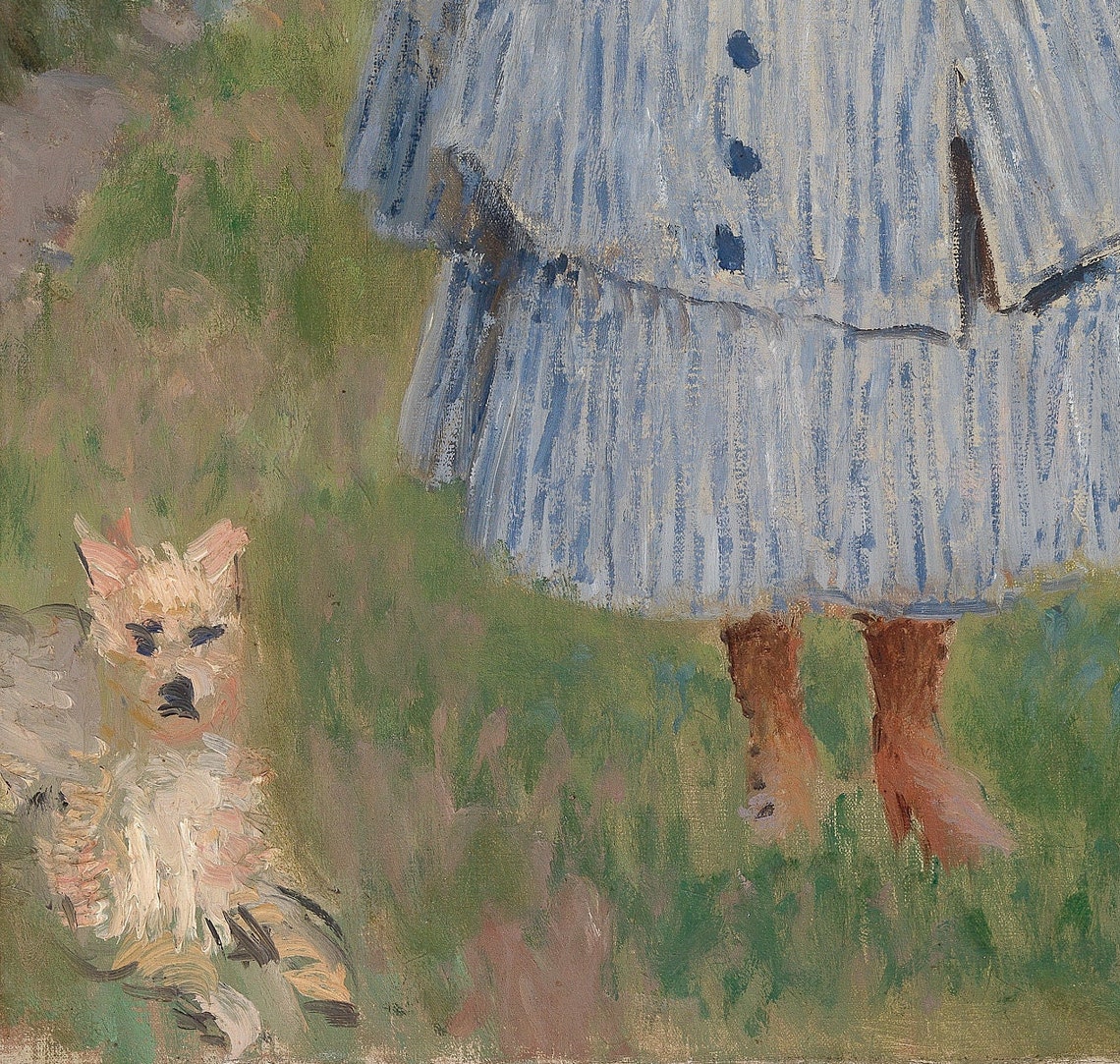 Claude Monet Girl With Dog In Blooming Garden Textured Art Poster - Image 2