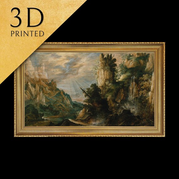 A Mountainous Landscape By Kerstiaen De Keuninck 3d Printed With Texture And Brush Strokes Looks Like Original Oil Painting