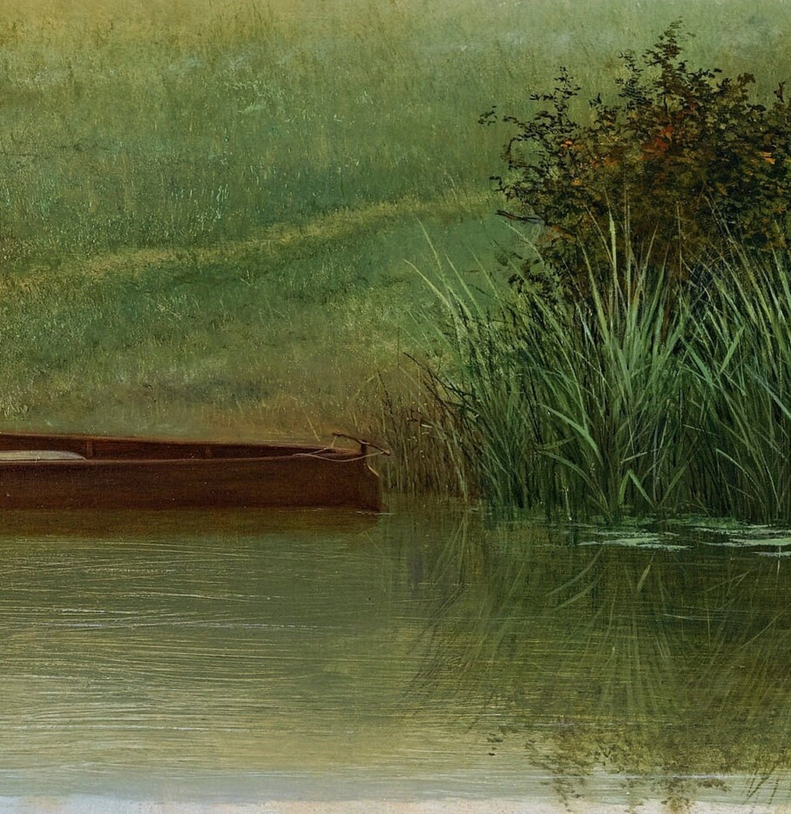 Two Figures Resting on the Grass Beside a Still Pond Art Poster - Image 2