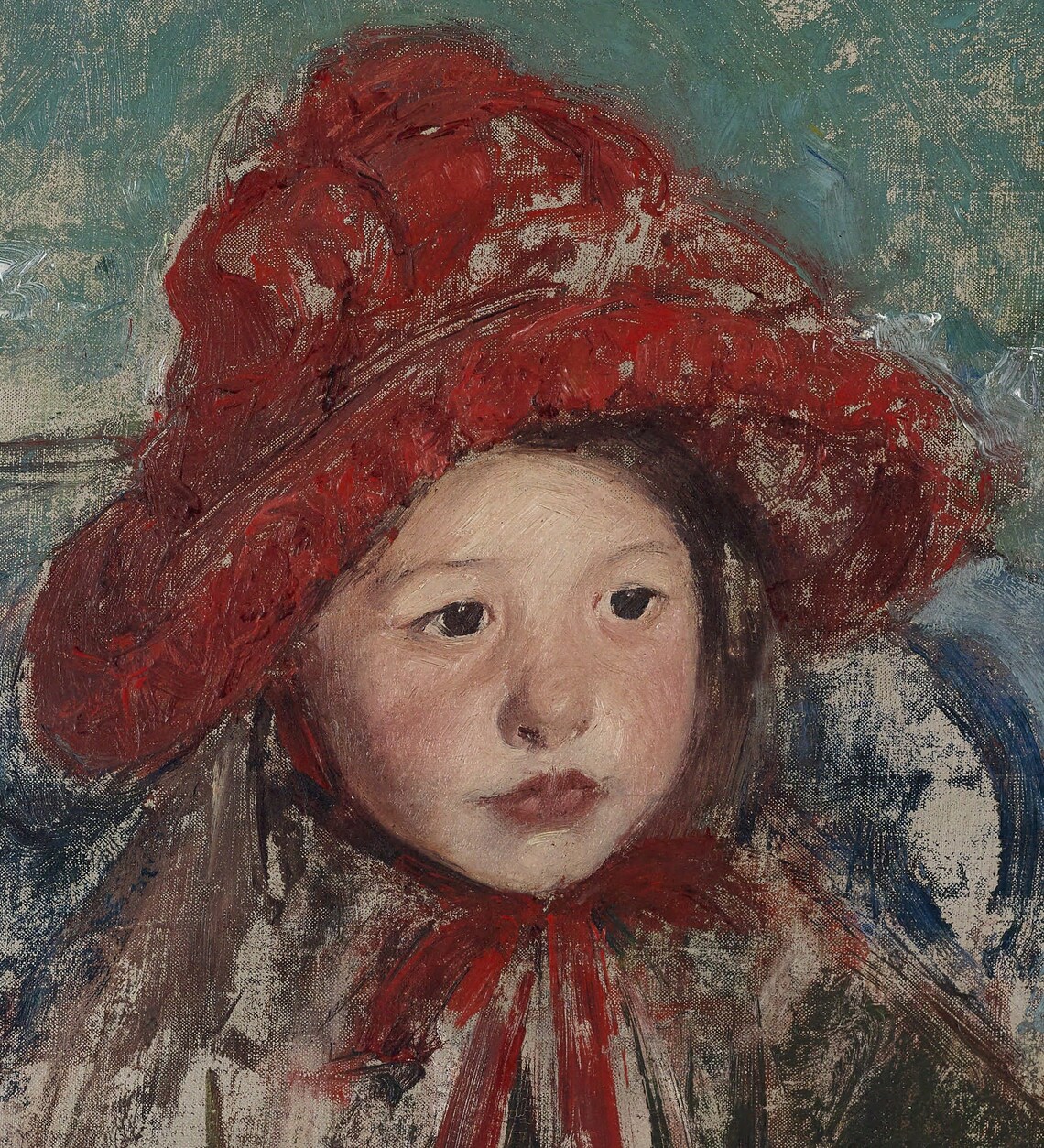 Mary Cassatt Lively Portrait of a Child in a Red Hat Art Poster - Image 3