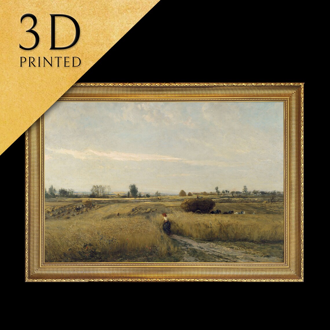 Daubigny Harvest Wheat Field French Countryside Scene Poster