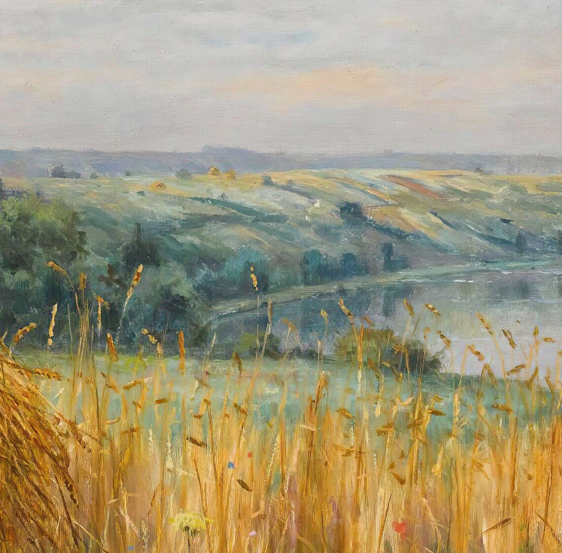 Daniel Ridgway Knight Jeannine Gleaning Wheat Field Textured Print - Image 2