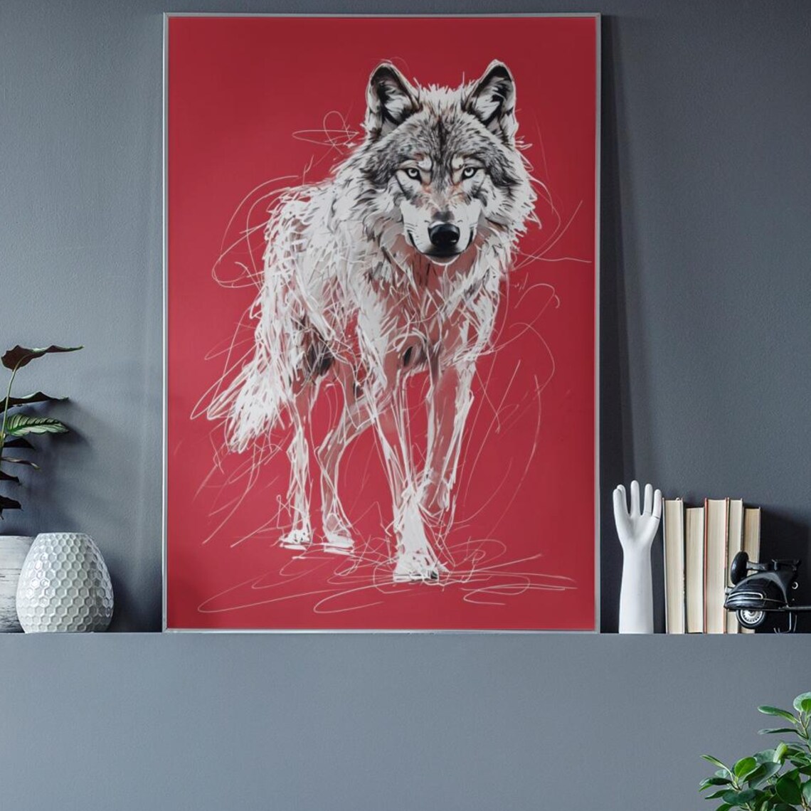 Bold Wolf Abstract Animal Art Print, Modern Wildlife Decor