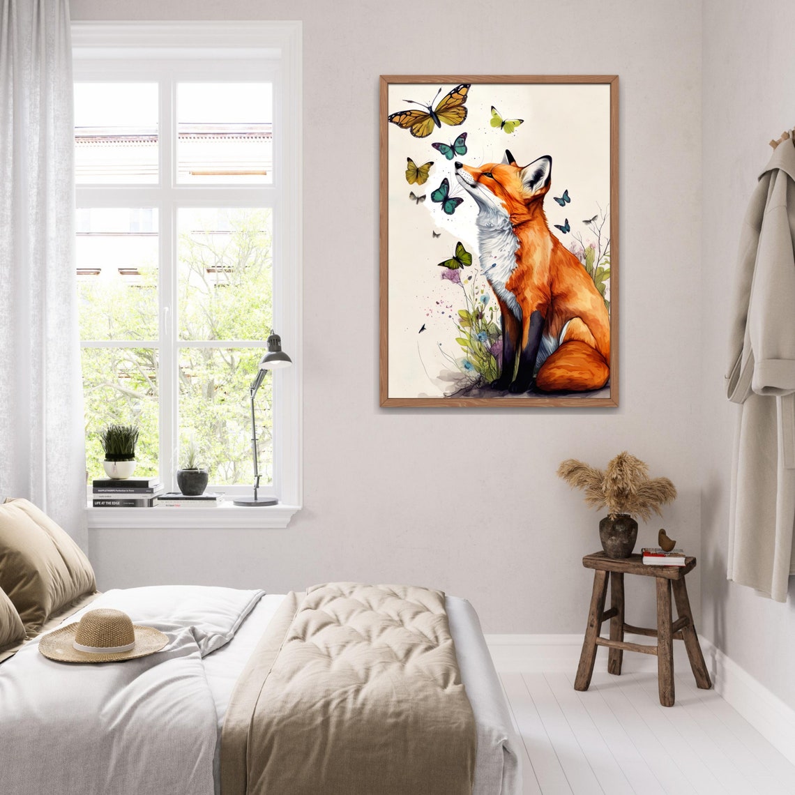 Fox With Butterflies As Watercolour Poster Print Brings Nature Into Your Home - Image 5
