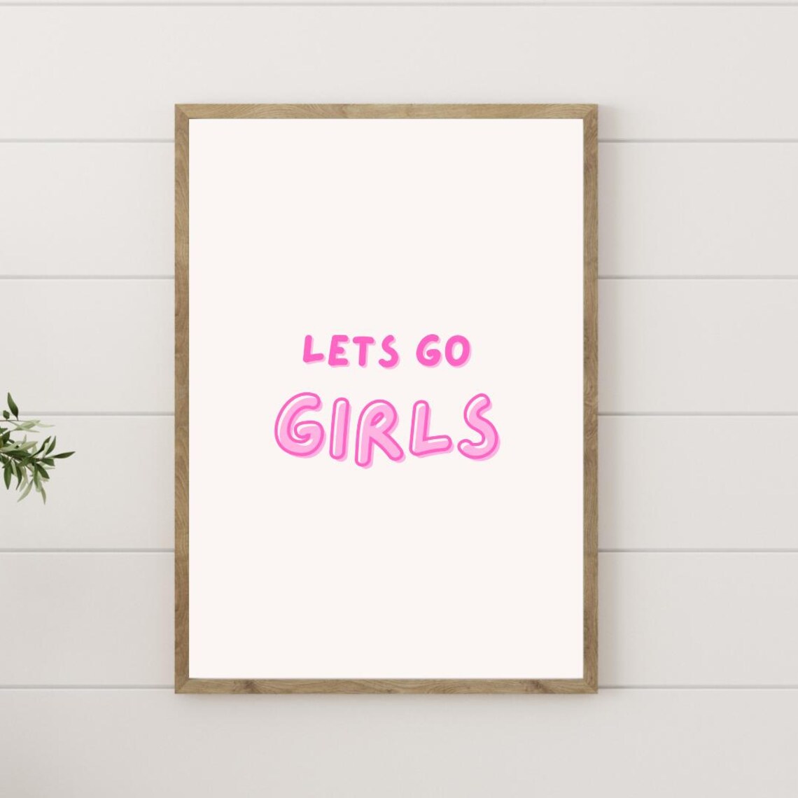 Lets Go Girls Pink Bubble Letters Sassy Girly Room Decor Quote Poster