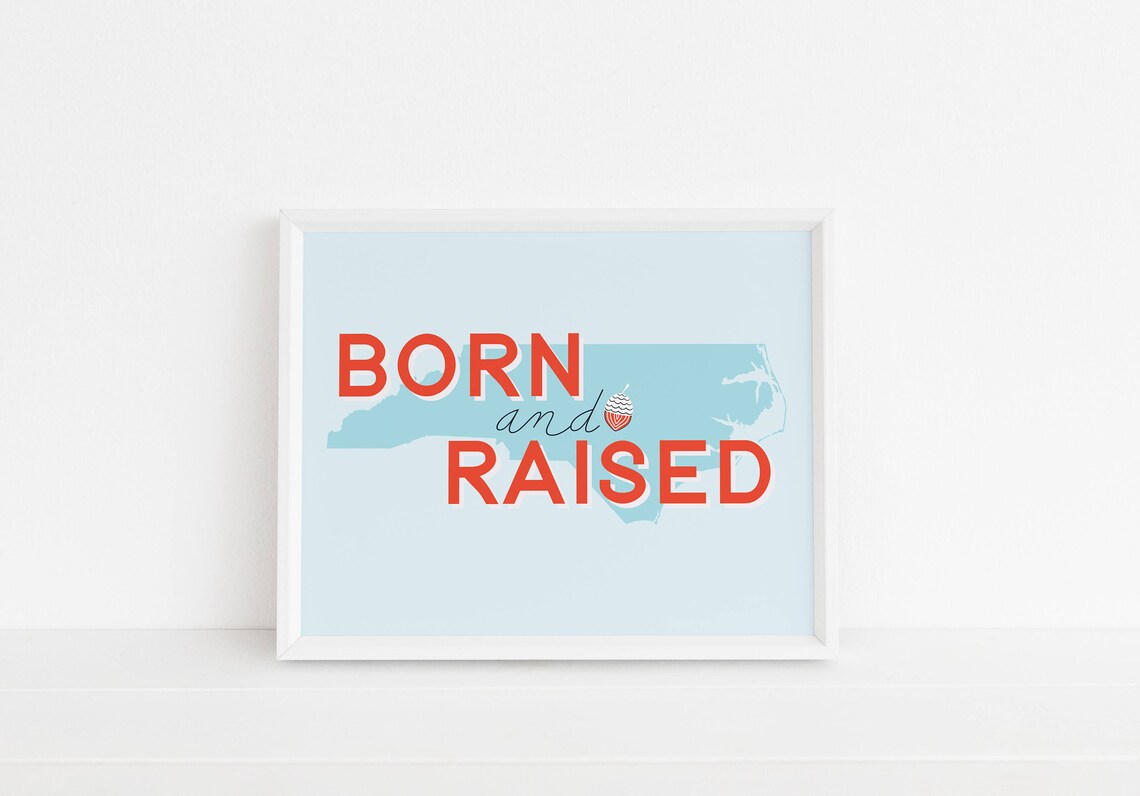 Born And Raised North Carolina State Silhouette Pride Art Poster