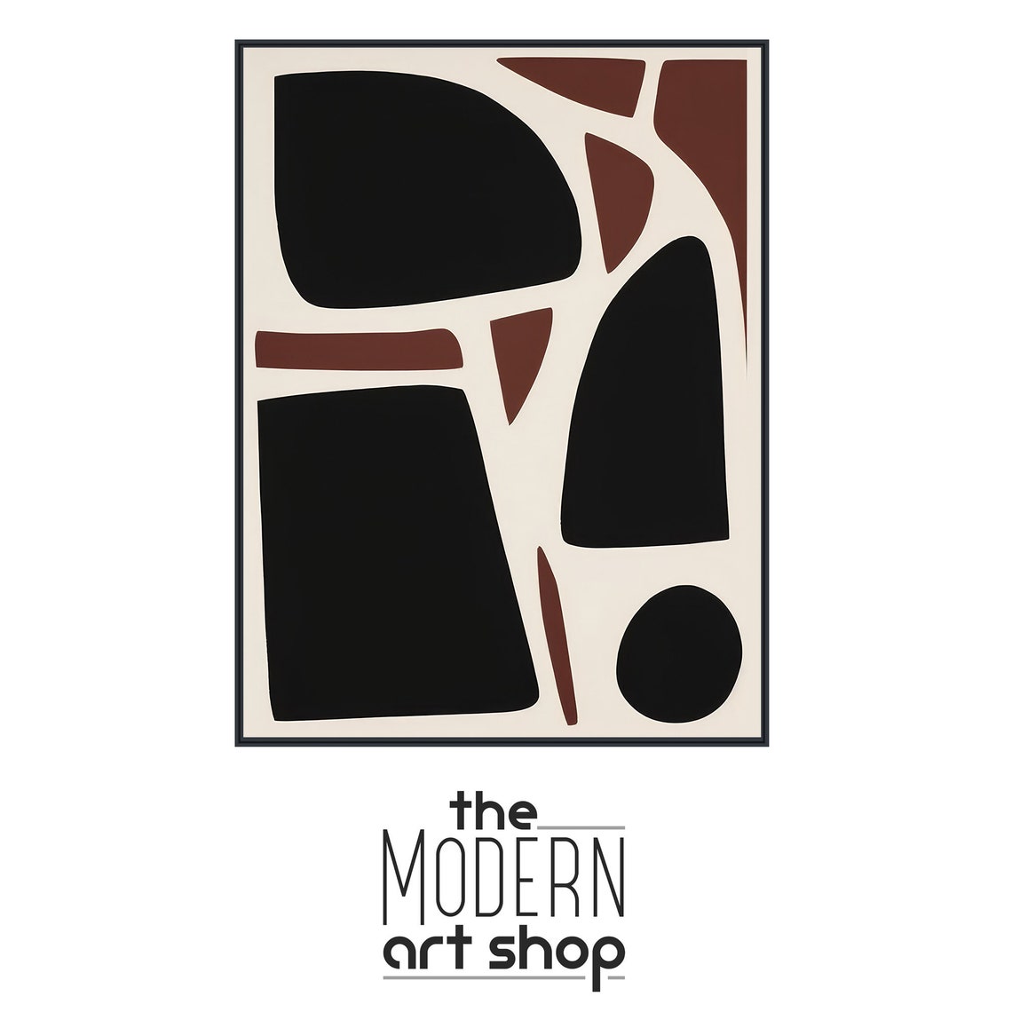 Calm Black Cream And Rust Organic Geometric Shapes Modern Poster - Image 4