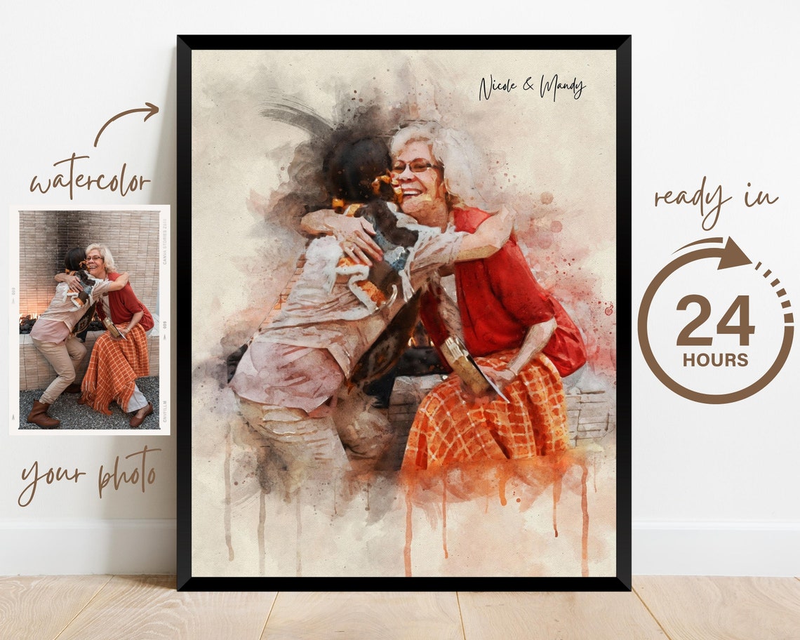 Personalized Mothers Day Gifts Gifts For Mom Mother Grandma Custom Watercolor Portrait Painting From Photo Family Portrait Painting