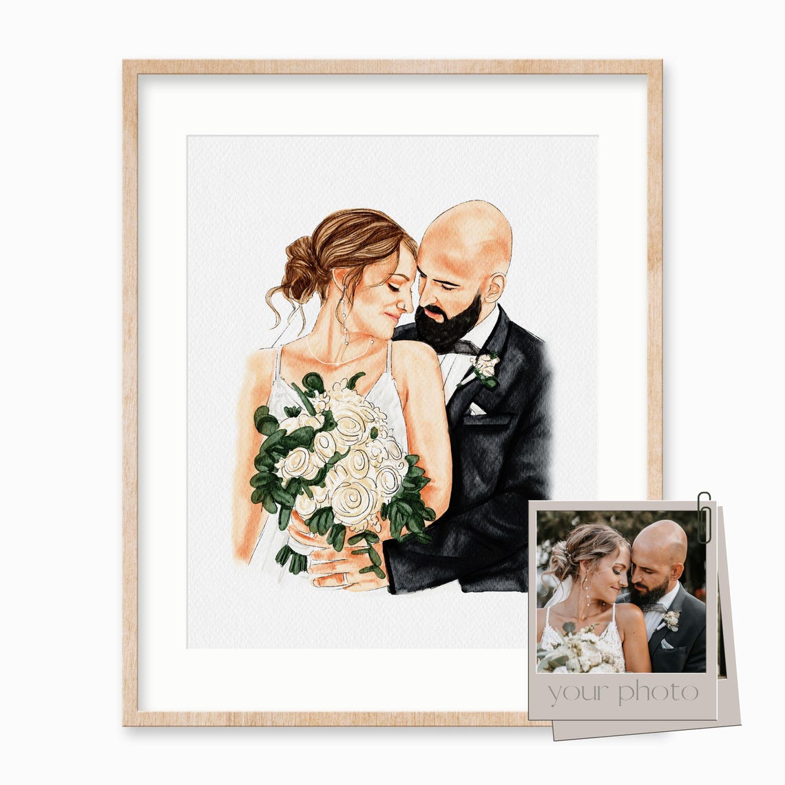 Happy Anniversary Wedding Couple Watercolor Portrait Poster Gift - Image 2