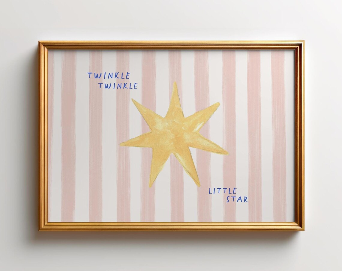 Pink Twinkle Little Star Nursery Vintage Art Print