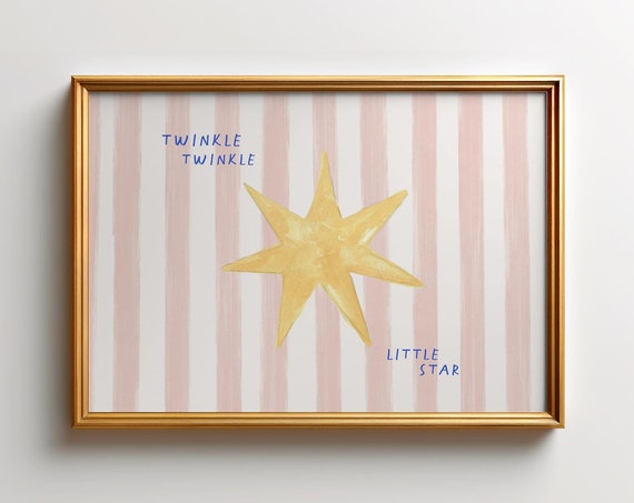 Pink Twinkle Little Star Nursery Vintage Art Print