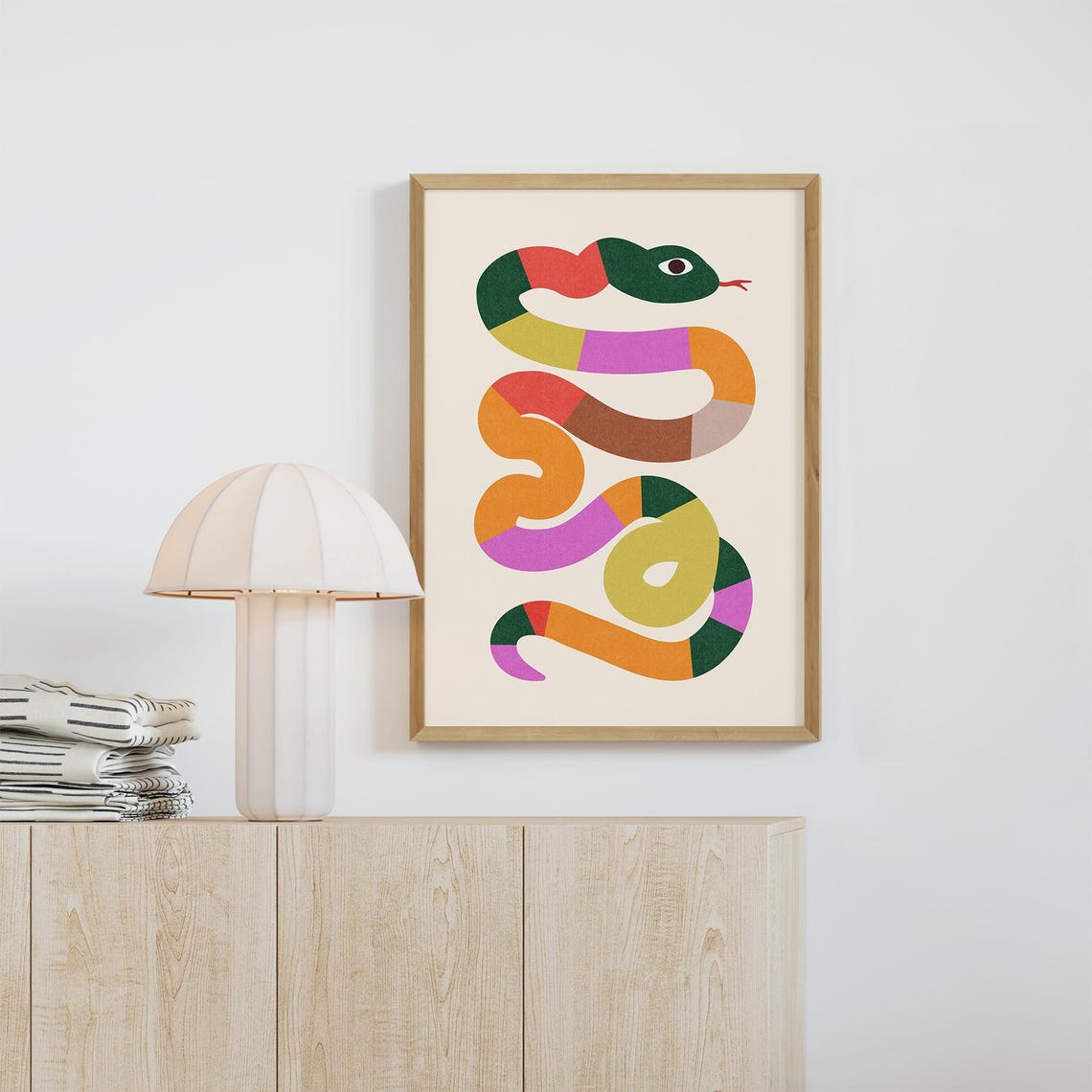 Colorful Segmented Snake Playful Modern Reptile Illustration Print - Image 4
