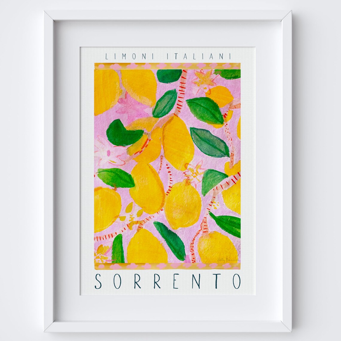 Sorrento Lemons Watercolor Art Print, Italian Kitchen Poster