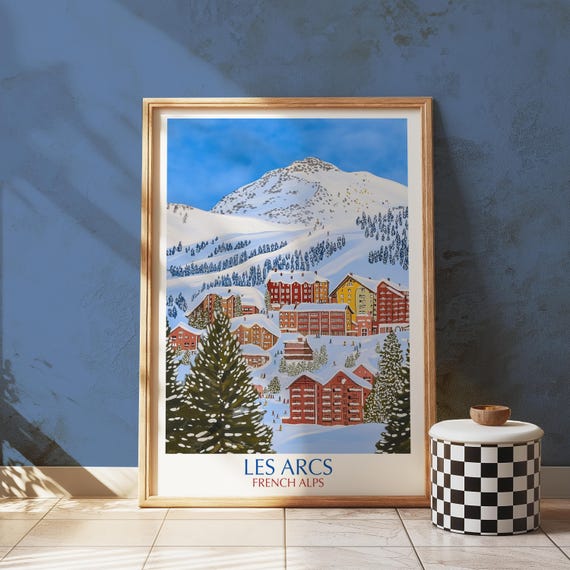 Les Arcs Ski Resort Print French Alps Winter Travel Poster