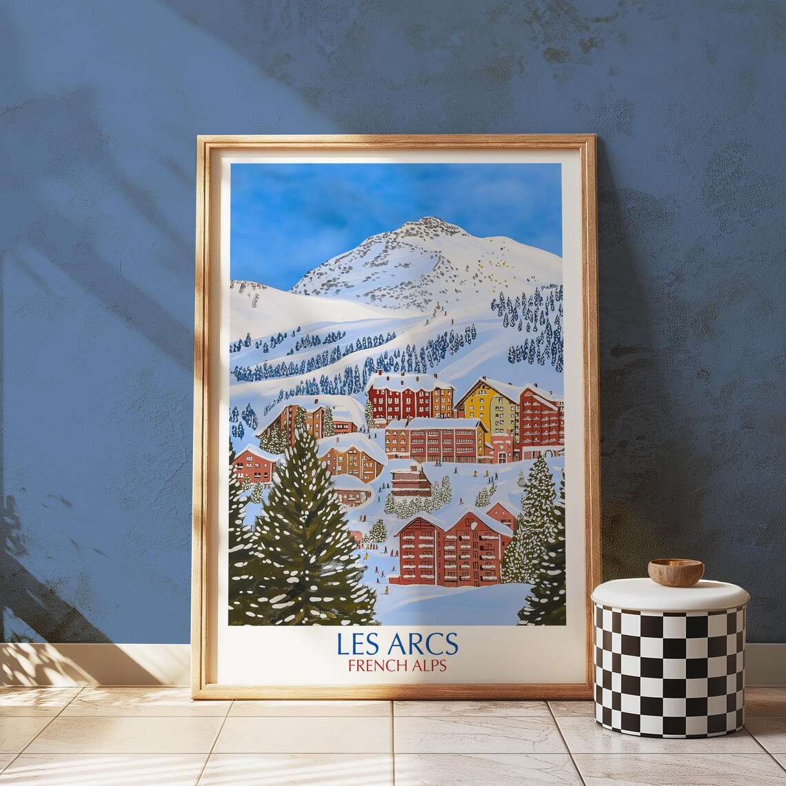 Les Arcs French Alps Ski Resort Chalets Snow Mountain Travel Poster