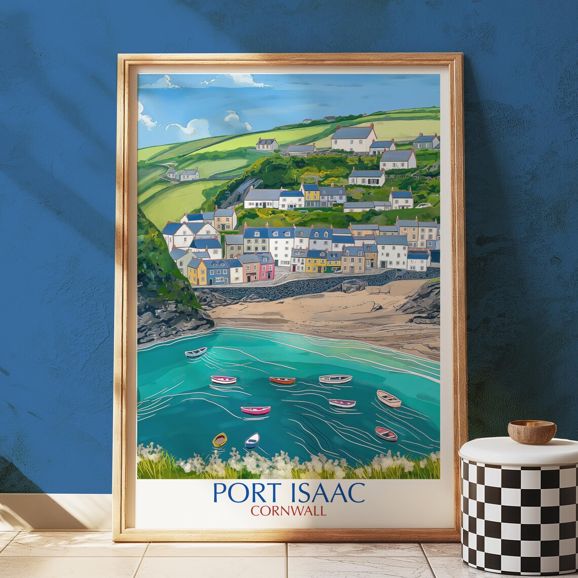 Port Isaac Coastal Village Art Print, Cornwall