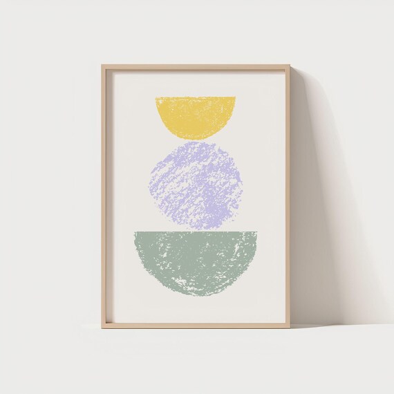Minimalist Abstract Pastel Wall Art Mid Century Modern Geometric Print Boho Poster Decor