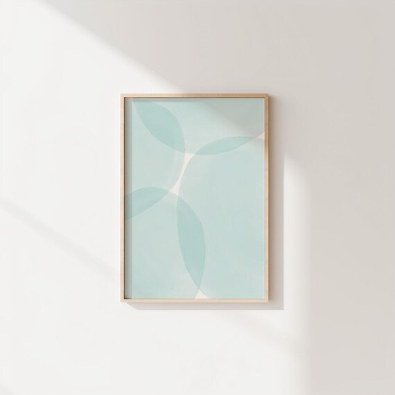 Pastel Blue Abstract Wall Art Minimalist Geometric Poster Soft Decor Boho Scandinavian Style Room