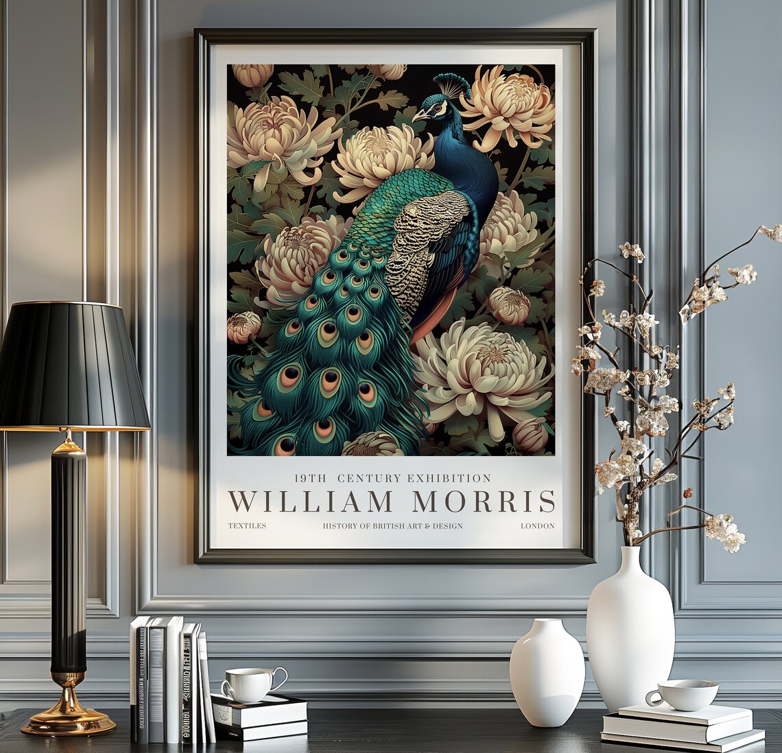 William Morris Exhibition Poster, Vintage Textiles Print