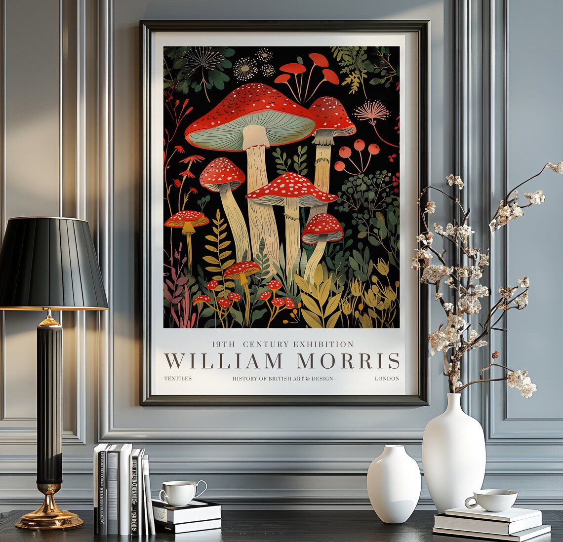 William Morris Mushroom Print, Vintage Poster