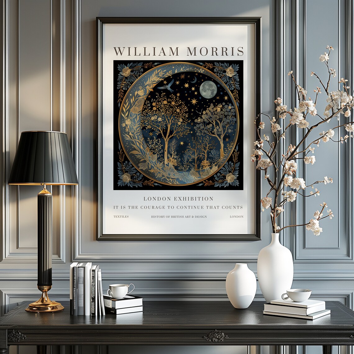 William Morris Moon and Stars Exhibition Poster