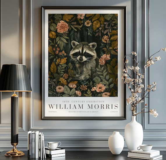 William Morris Raccoon Vintage Exhibition Poster