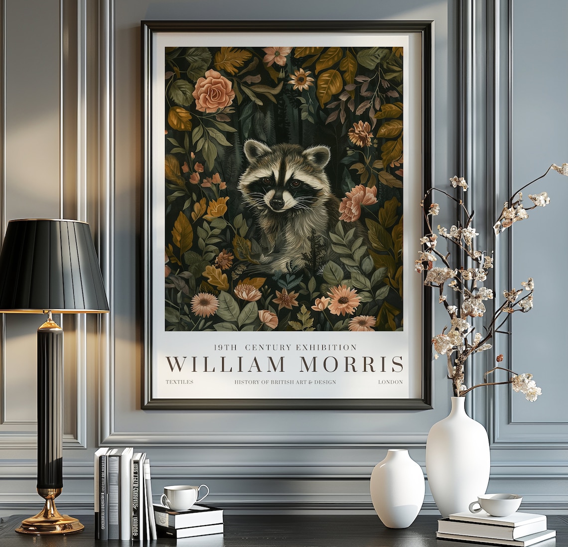 William Morris Raccoon Vintage Exhibition Poster