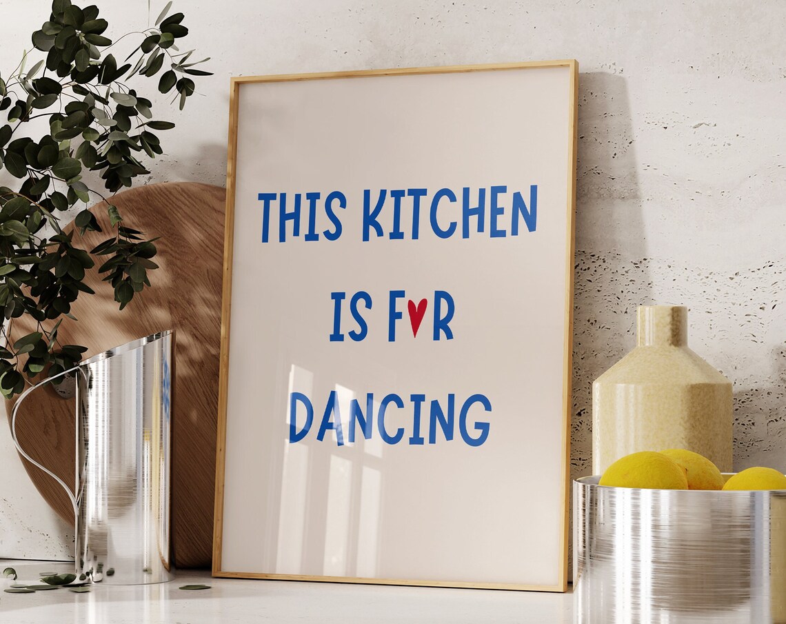 Aesthetic Kitchen Decor Cute Dancing Kitchen Wall Art Print Trendy Kitchen Poster Cute Cooking Art Kitchen Quote Art
