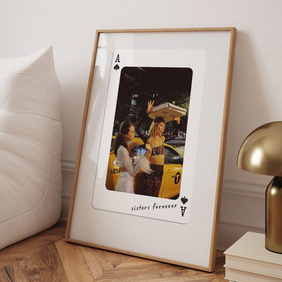 Personalized Playing Card Wall Art Unique Sister Gift Custom Photo Print Perfect For Friend Modern Home Design Unique Friendship Sister Gift