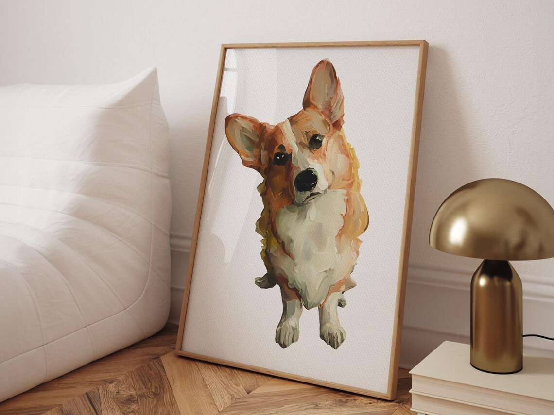 Abstract Watercolor Dog Portrait Cream Tan Modern Pet Wall Art Print - Image 5