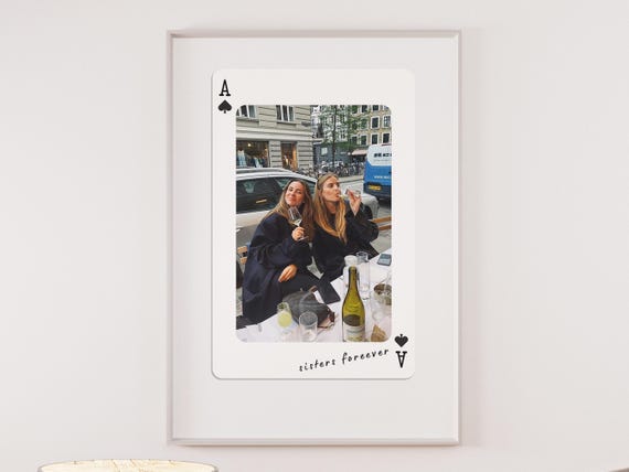 Personalized Playing Card Wall Art Unique Sister Gift Custom Photo Print Perfect For Friend Modern Home Design Unique Friendship Sister Gift