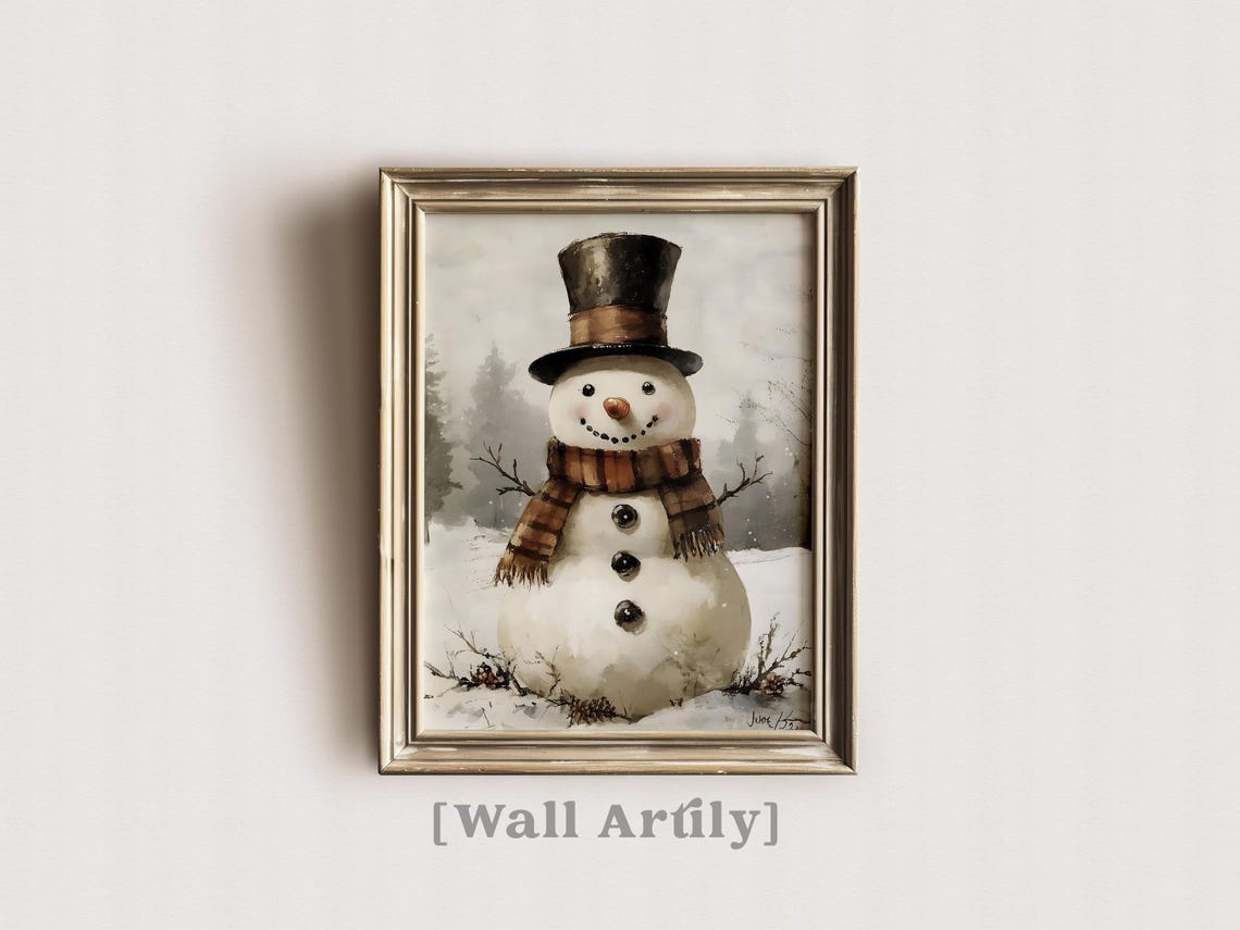 Cute Snowman Christmas Snowman Artwork Christmas Wall Art Snowman Wall Art Decoration Wall Art - Image 6